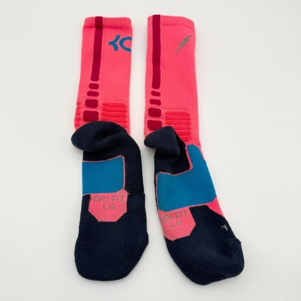 Nike Elite KD Basketball Socks Pink Teal Navy - Women’s US Large